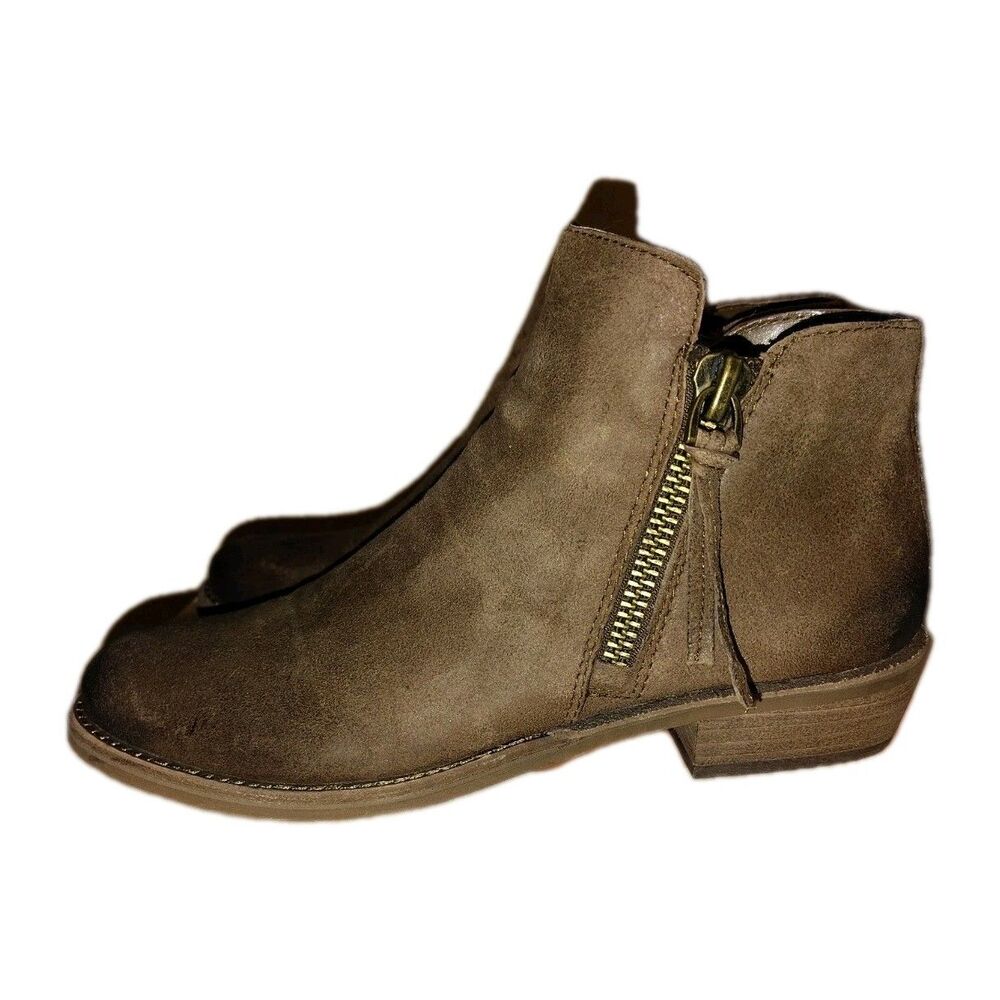 GB Gianni Bini A-Lister Walnut Brown Suede Double Zip Ankle Booties Boots... - Picture 2 of 11